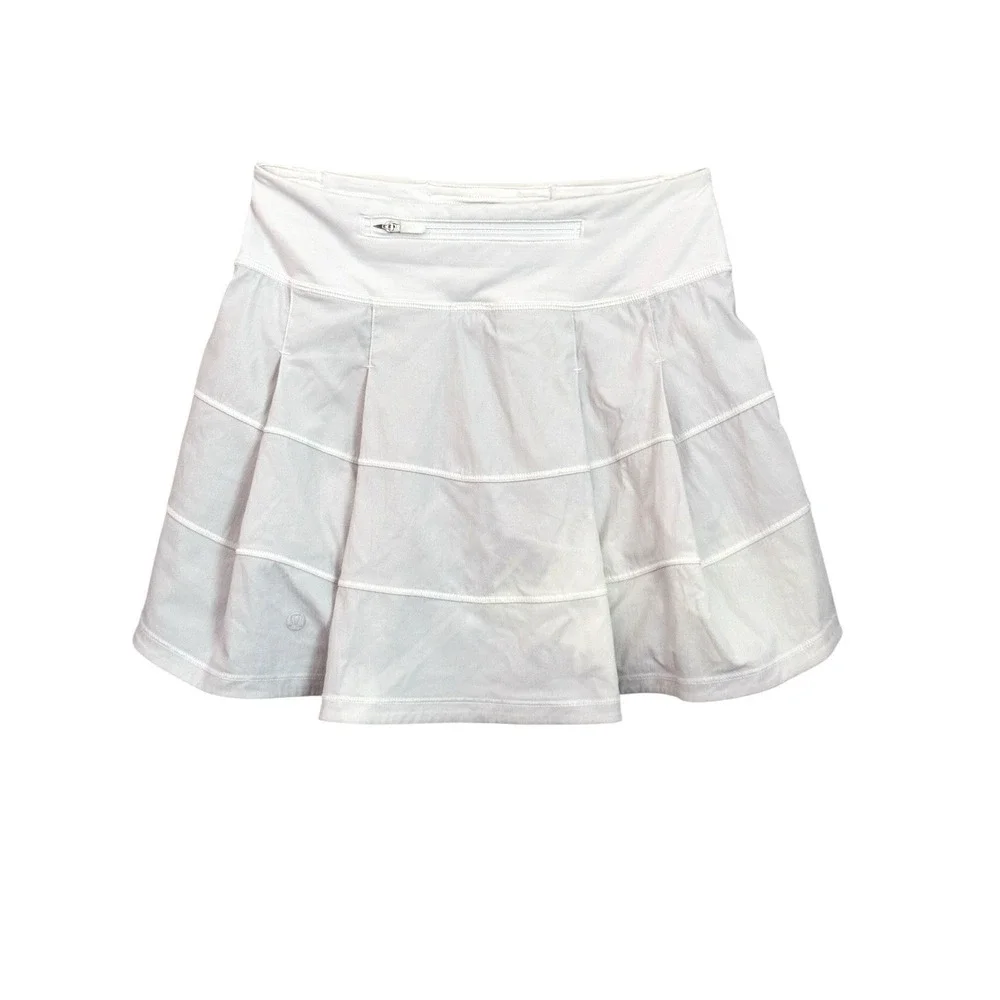 Lululemon White Tiered Tennis Skirt 0 Athletic Sporty-Y2K Boho Mini Skirt
